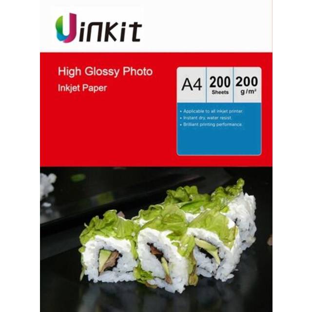 A4 photo paper 200gsm high glossy inkjet paper printing uinkit - 200 sheets