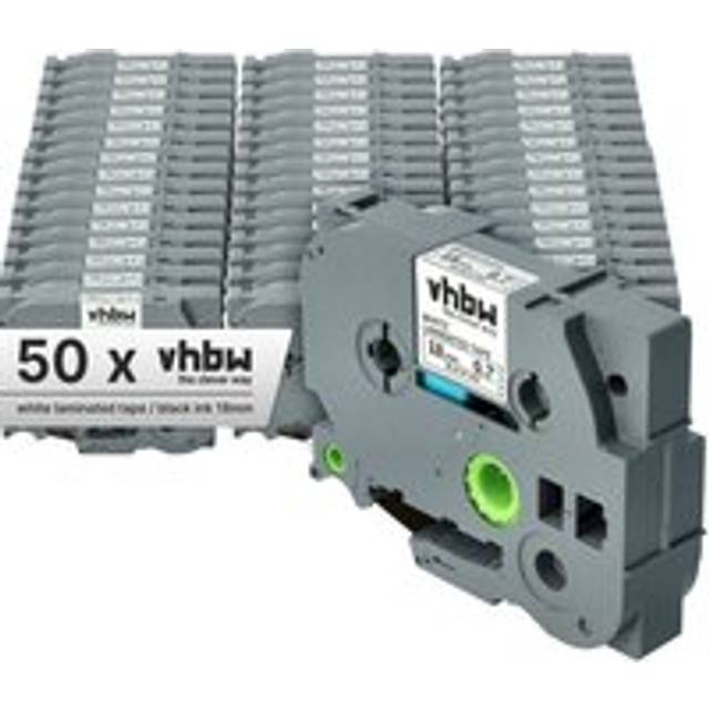 Vhbw - 50x Label Tape compatible with Brother pt 300 sp, 310 cc, 340 c, 350, 340, 310, 300-Series Label Printer 8m x 18 mm, Black on White