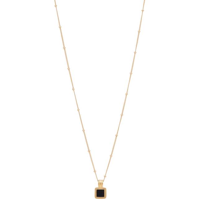 Lucy Williams Square Onyx Necklace | 18ct Gold Vermeil/Black Onyx