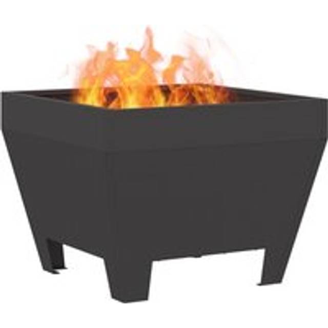 vidaXL Square Fire Pit - Black, 50x50x30 cm, Steel