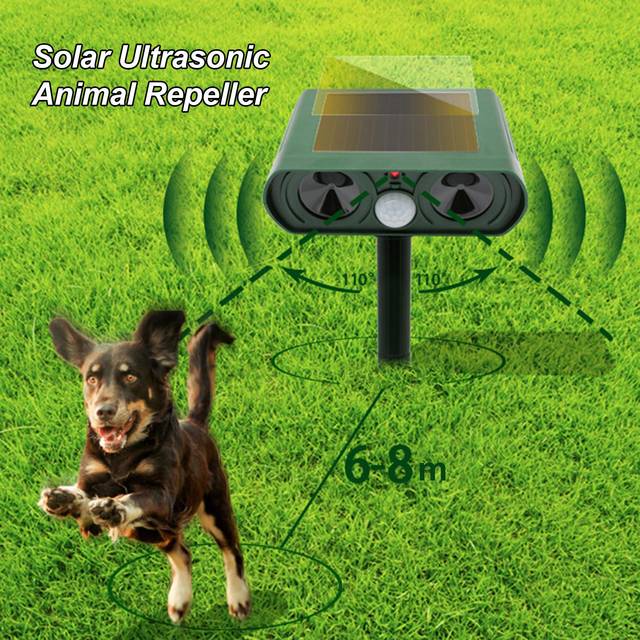 WH-510 Soldrivna djuravstötare Ultrasonic-Wave Hundkatt Uppladdningsbart repellent för utomhusbruk grön
