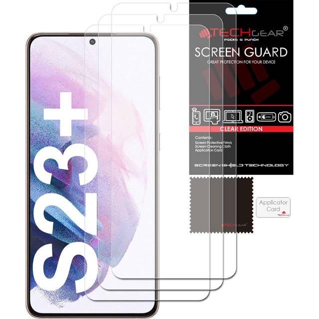 3 pack techgear clear screen protectors for samsung galaxy s23 plus / s23+ 5g