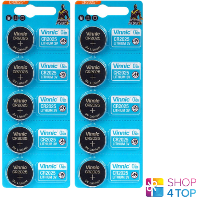 5 vinnic cr2025 lithium batteries 3v cell coin button exp 2026 no mercury