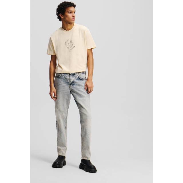 Karl Lagerfeld, Acid Wash Tapered Jeans, Man, Acid Light Blue, Size: 3334