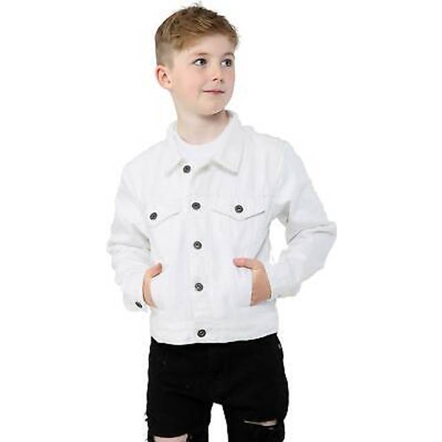 (11-12 Years, White) Boys Denim Jackets White Jeans Jacket 3-13 Yr
