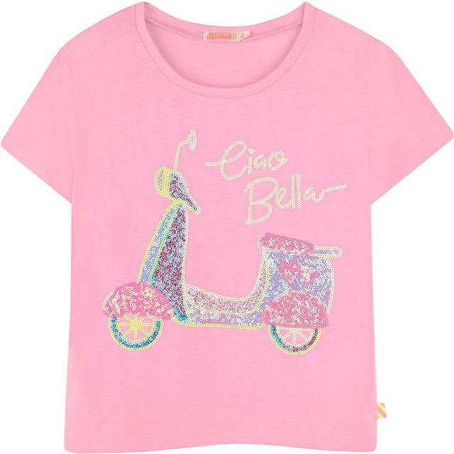 Billieblush, T-Shirts, female, Pink, 4 Y, Sequin Moped T-Shirt in Pink