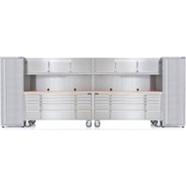 SGS Stainless Steel 30 Drawer Work Bench | 6 Upper Cabinets & 2 Tall Side Cabinets