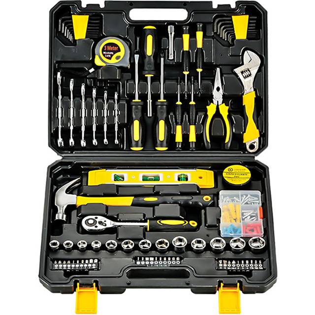 108 Piece Tool Set General House hold Hand Tool Kit with Plastic Toolbox Storage Case Used to Car - Garden Gift Sets
