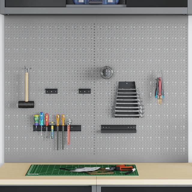 Pegboards 2 Pack with 8 Accessories, Grey, 50x80 cm Steel vidaXL