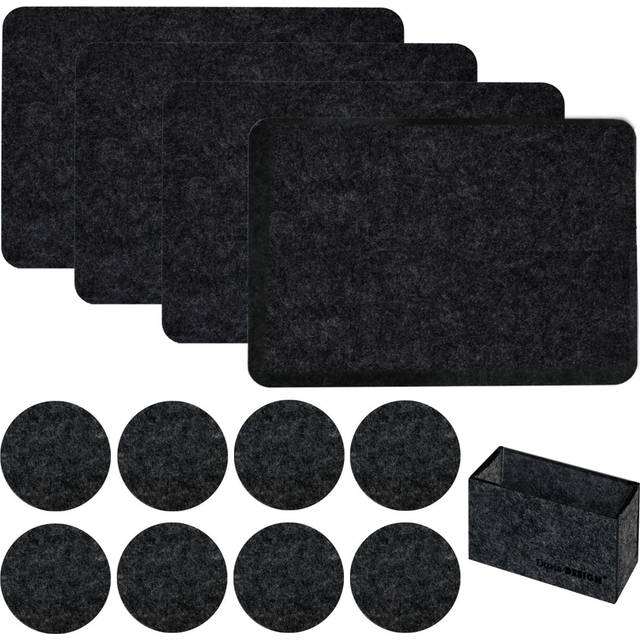 Table setting 4 Place Mats incl 8 Coasters artificial felt Anthracite - Dunedesign