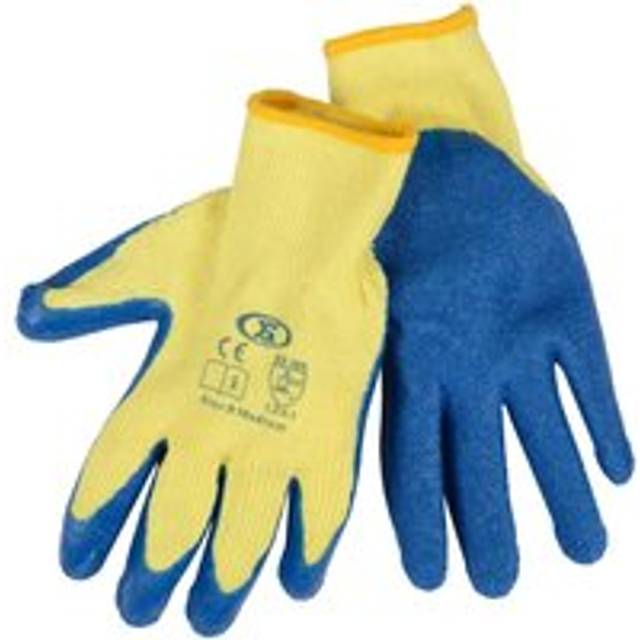 12 Pairs Workwear DIY Builders Gardening Latex Rubber Coated Work Gloves - Blue - Large (Size 9)