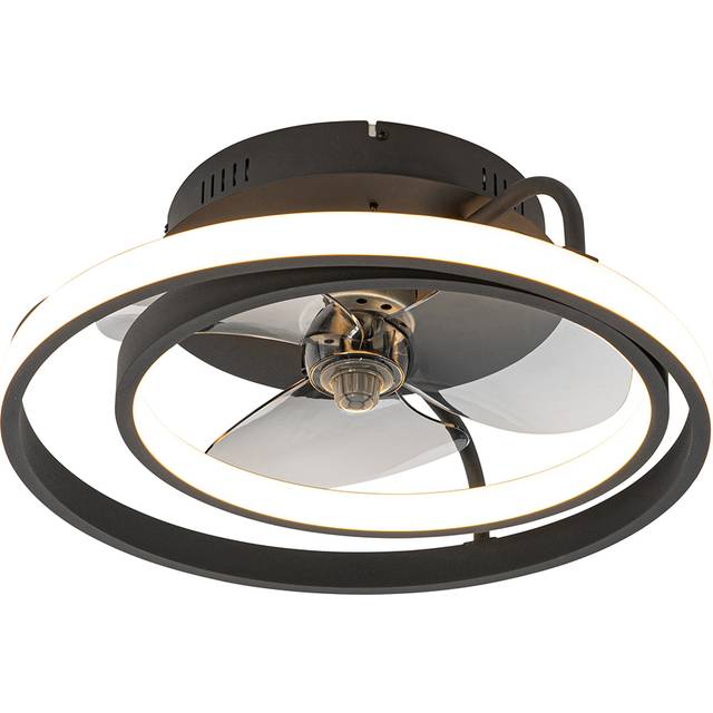 Qazqa - Ceiling Fan Black 46.5cm incl. led with Remote Control - Kees