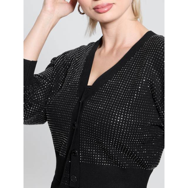 Guess Cropped Sweater Cardigan - Black - L