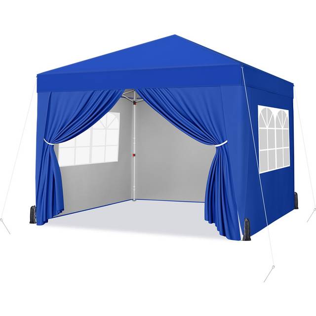 Yaheetech Iron Pop-Up Gazebo Blue 263.5cm H x 200cm W x 200cm D