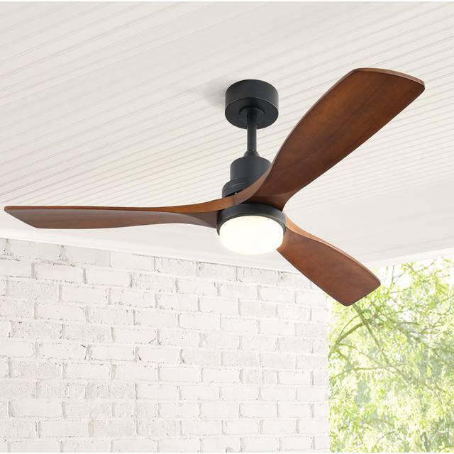 132CM Ceiling Fan with LED Light and Remote Control - Black (52cm)