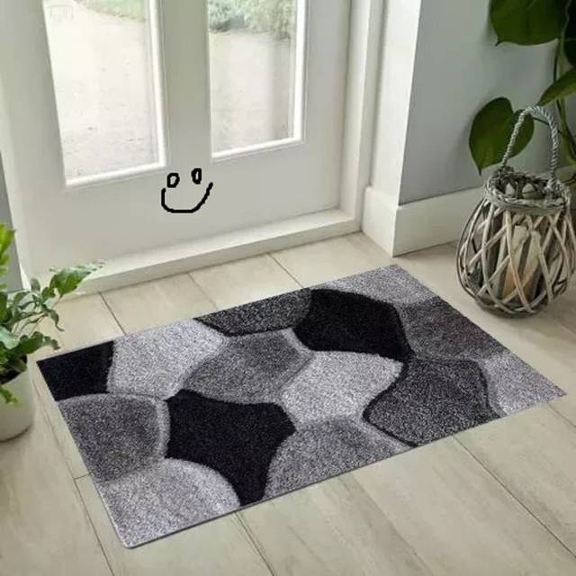 Super Shaggy Dirt Trapper Door Mat  Kitchen Livingroom Entrance Door Rug - Grey (60cm W X 110cm L)