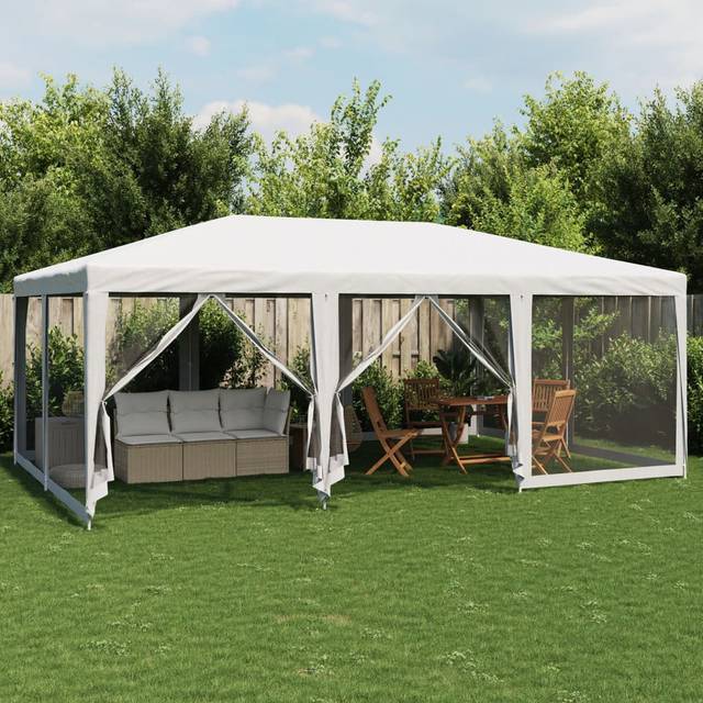 Manatuto 3m x 3m Steel Party Tent - White (280cm H x 600cm W x 400cm D)