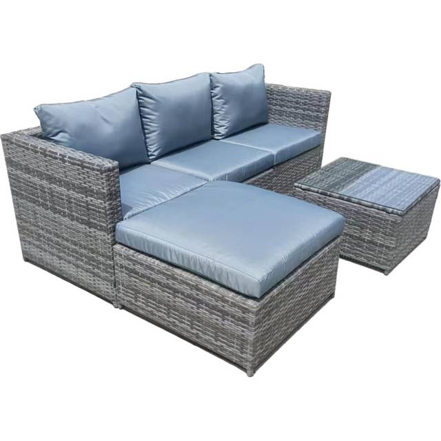 Wicker 3 - Person Garden Lounge Set with Cushions - Grey (3)