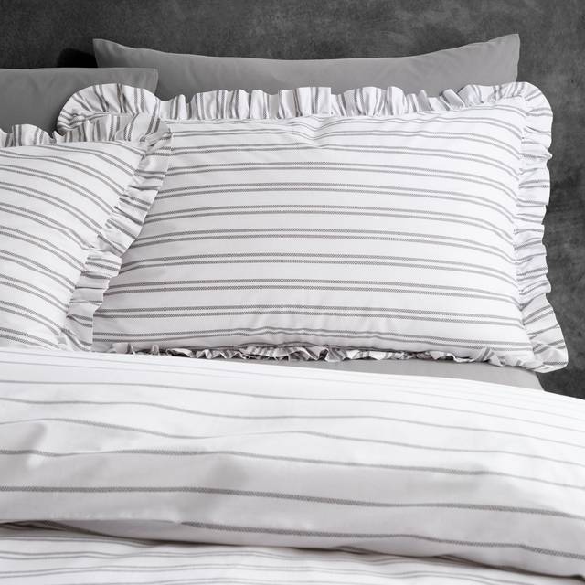 Frill Stripe 200 Thread Count Cotton Duvet Cover Set (Super King)