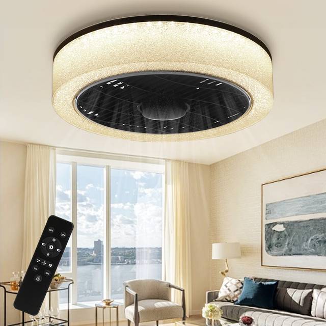 Cassiah Ceiling Fan With Led Lights - Black;Clear
