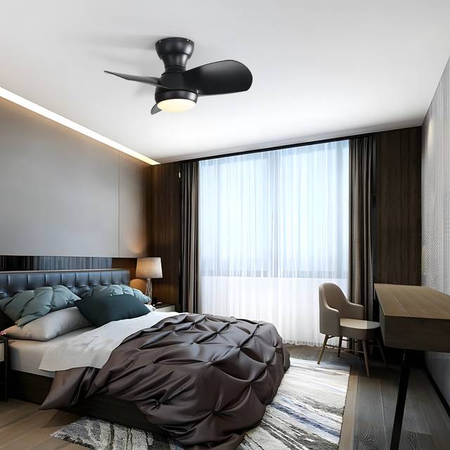 58CM Classic Three ABS Blades Ceiling Fan With LED Lights - Matte Black (23cm)