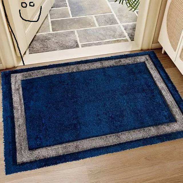 Super Shaggy Dirt Trapper Door Mat  Kitchen Livingroom Entrance Door Rug - Blue (60cm W X 110cm L)