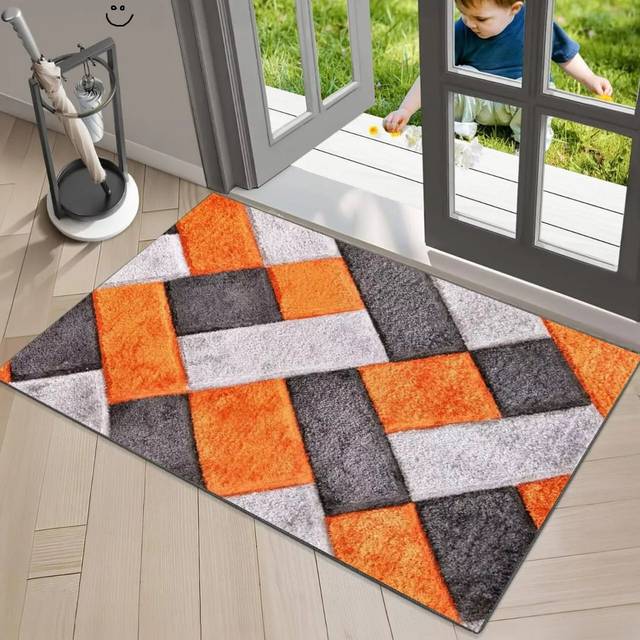 Super Shaggy Dirt Trapper Door Mat  Kitchen Livingroom Entrance Door Rug - Blue (60cm W X 110cm L)