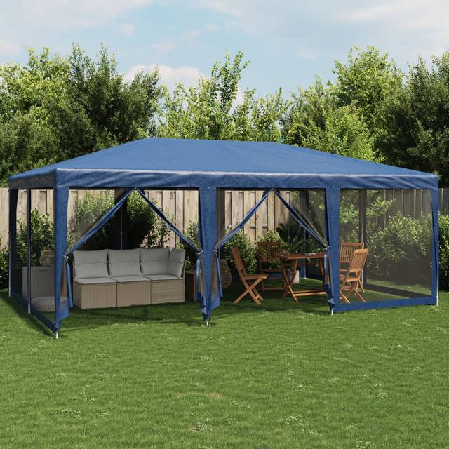 Manatuto 3m x 3m Steel Party Tent - Blue (280cm H x 600cm W x 400cm D)