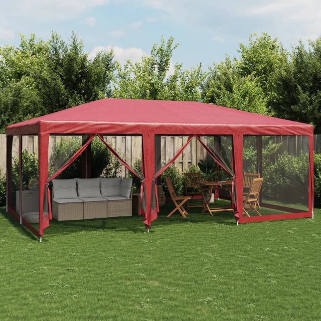 Manatuto 3m x 3m Steel Party Tent - Red (280cm H x 600cm W x 400cm D)