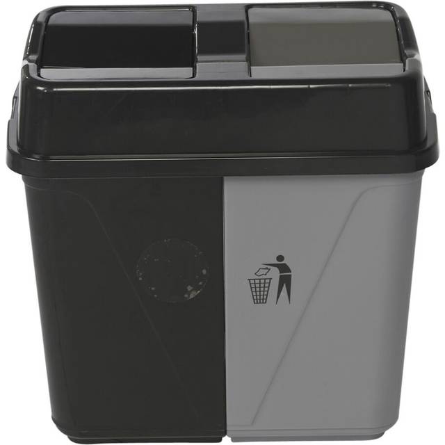 Duo Kitchen Bin Waste Garbage Can 2 Compartments with Base Connectors - Grey (40L)