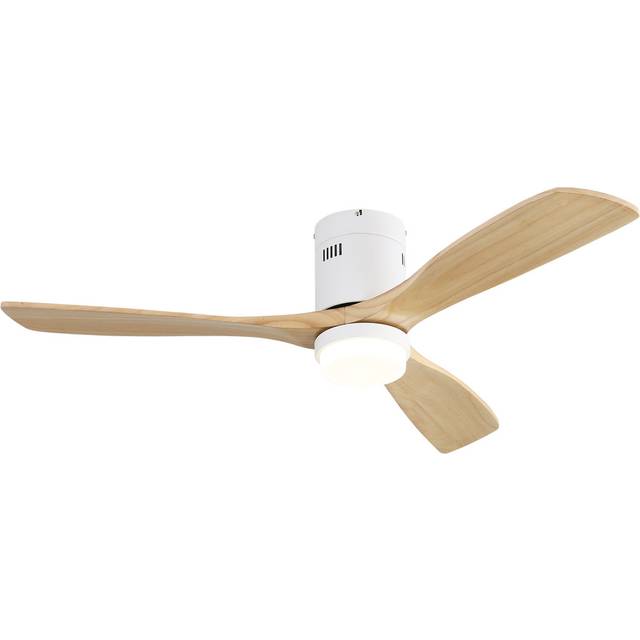 52&#34; 3 - Blade Wood LED Standard Ceiling Fan With Remote Control And Light Kit Included - Natural Wood Blades (52cm)