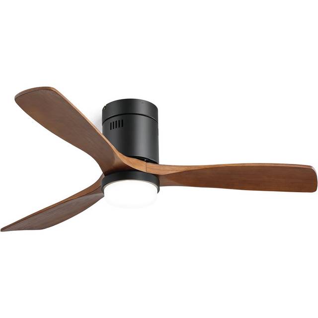 52&#34; 3 - Blade Wood LED Standard Ceiling Fan With Remote Control And Light Kit Included - Dark Brown Wood Blades (52cm)