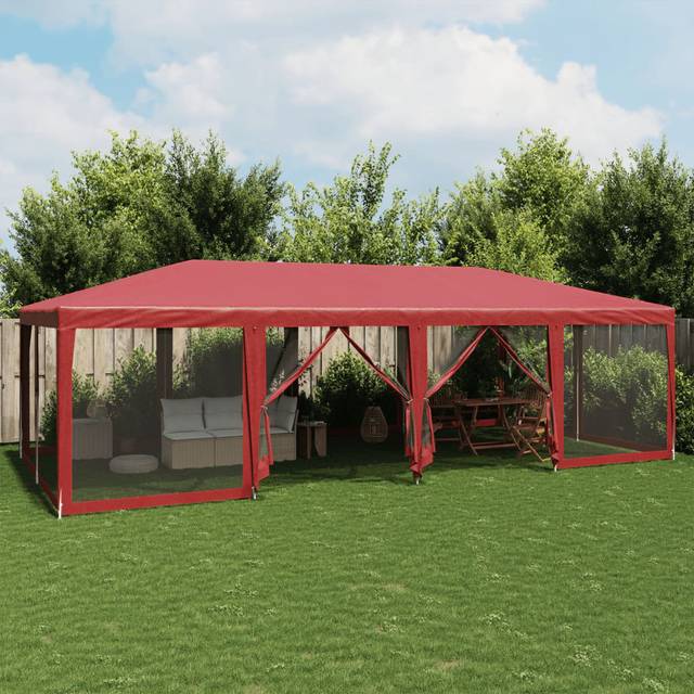 Manatuto 3m x 3m Steel Party Tent - Red (268cm H x 800cm W x 400cm D)