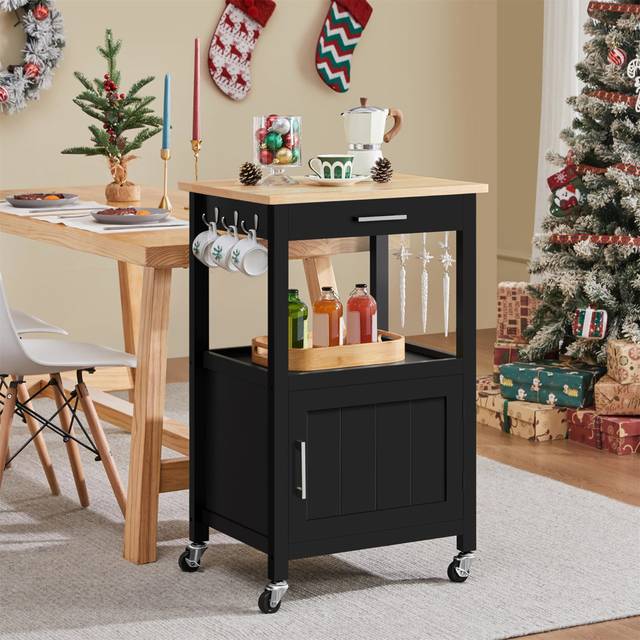 Kitchen Island On Wheels - Black (89cm H X 55cm W X 45cm D)