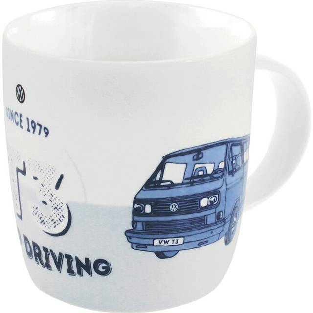 BRISA VW Collection - Volkswagen Large Ceramic Coffee-Tea-Cappuccino Mug Cup in T3 Bus Vanagon Design (Keep Driving/Blue)