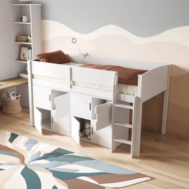 Flair Loop Mid Sleeper Bed Cube Unit Set White 8 White Doors