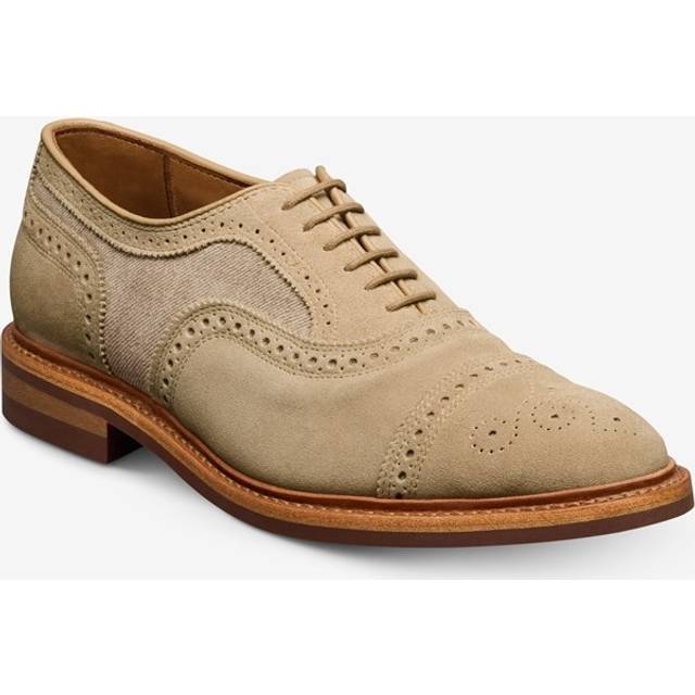 Allen Edmonds Strandmok Cap-toe Oxford with Dainite Rubber Sole in Bone Suede Mix, size 11.0 B