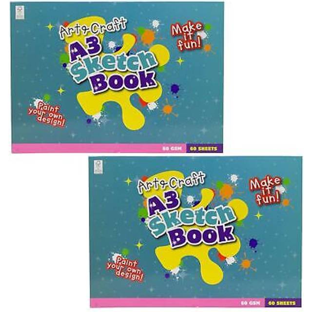 Pack of 2 Kids A3 Art & Craft Sketchbooks | A3 White Paper Large Drawing Pads