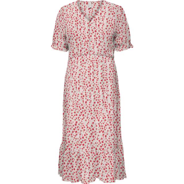 Only Carmakoma - Maxiklänning carChianti S/S Long Dress Wvn - Vit