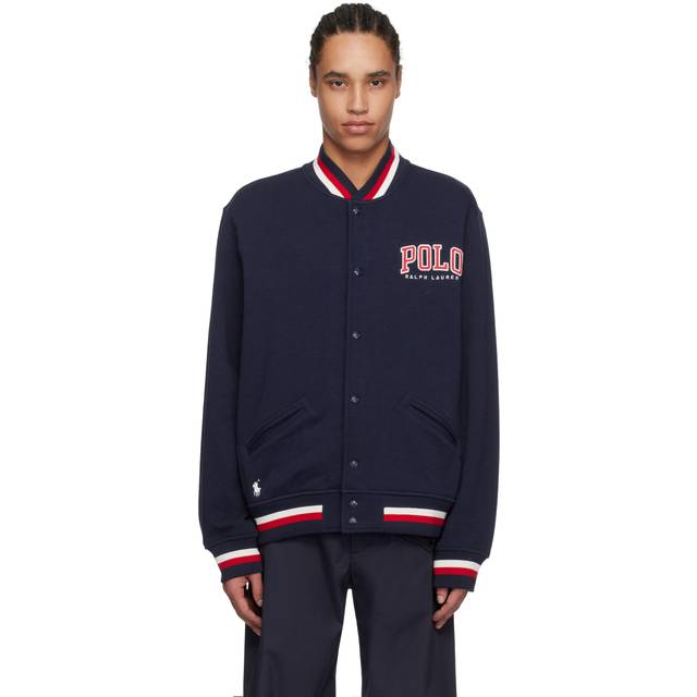 Polo Ralph Lauren Navy Vintage Fleece Bomber Jacket - NAVY - XL