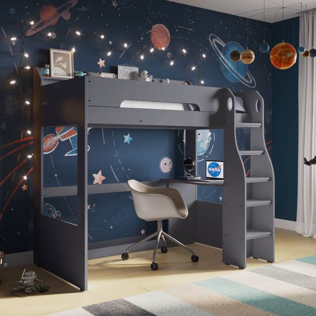 Flair Cosmic Futon High Sleeper with Desk Grey