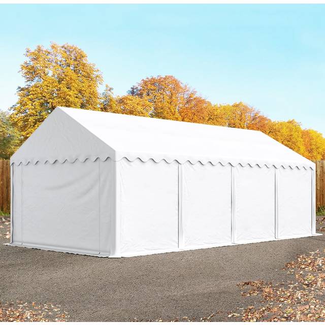 Lagertält 4x8 m, med bottenram, PVC 800 vit - (7870)