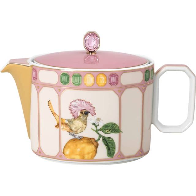 Idyllia teapot, Porcelain, Crystal print motif, flycatcher, Small, Multicoloured
