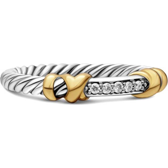 David Yurman - 18kt yellow gold and sterling silver Petite Helena Wrap diamond ring (4mm) - women - Sterling Silver/Diamond/18kt Gold Plated Silver...