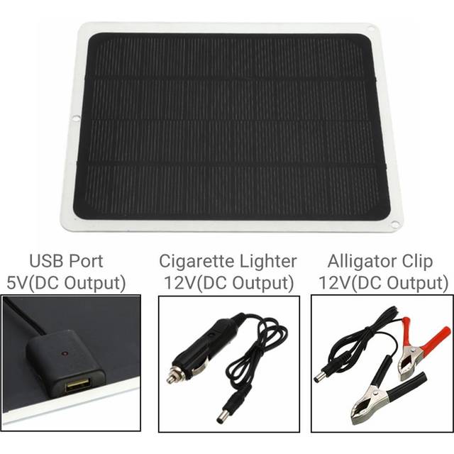 20W Monocrystalline Silicon Outdoor Camping Hiking USB Solar Panel Portable Solar Power Recharger black