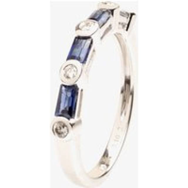 18ct White Gold Diamond Sapphire Half Eternity Ring 18DR383-S-W L - Blue