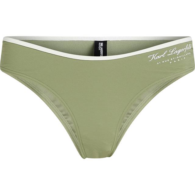 Karl Lagerfeld, Hotel Karl High-rise Bikini Bottoms, Woman, Oil Green, Size: XS