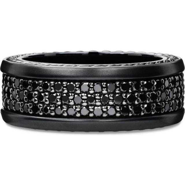 David Yurman - sterling silver Streamline Three Row diamond band ring (8.5mm) - men - Titanium/Black Diamond/Silver - 10
