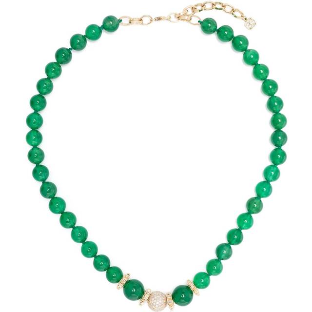 Sydney Evan - 14kt yellow gold Scallop Rondelle beaded necklace - women - Onyx/14kt Yellow Gold/Diamond - One Size