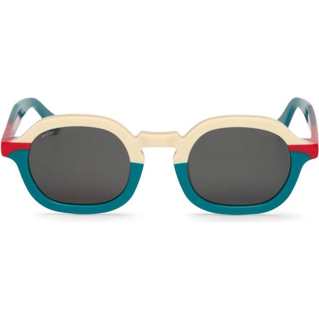 Mr. Boho Elpatio BMG29-11 Men's Sunglasses Blue Size 47 - Teal Blue Top White Red Laminate (47)